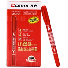 齐心（Comix）MK804 油性小双头记号笔 1.5mm/0.5mm 红色 10支装